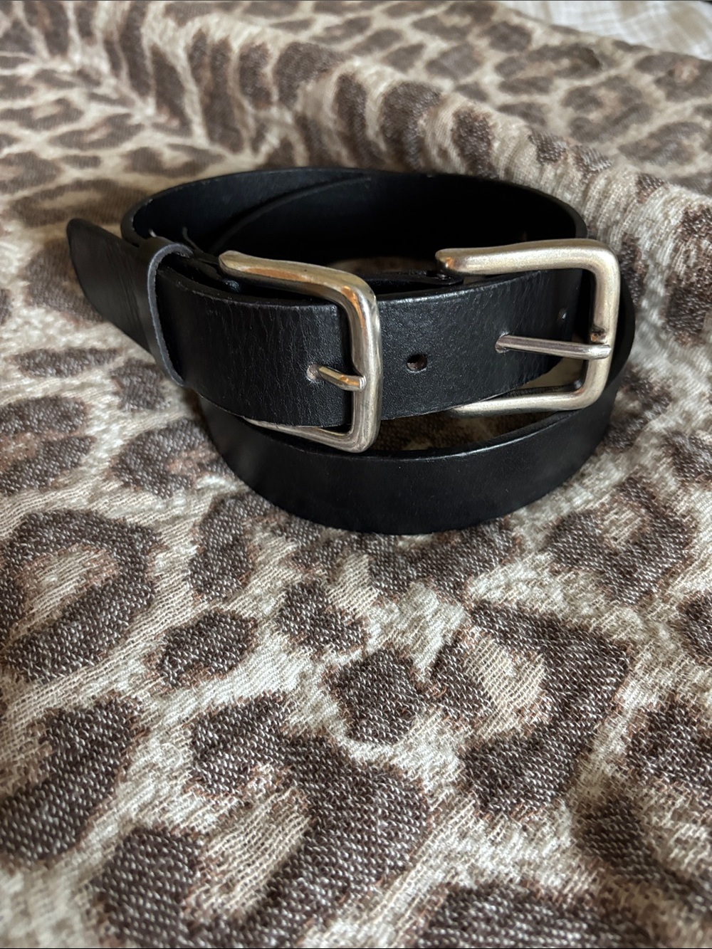 NWOT Free People Black Double-Buckle Leather Belt